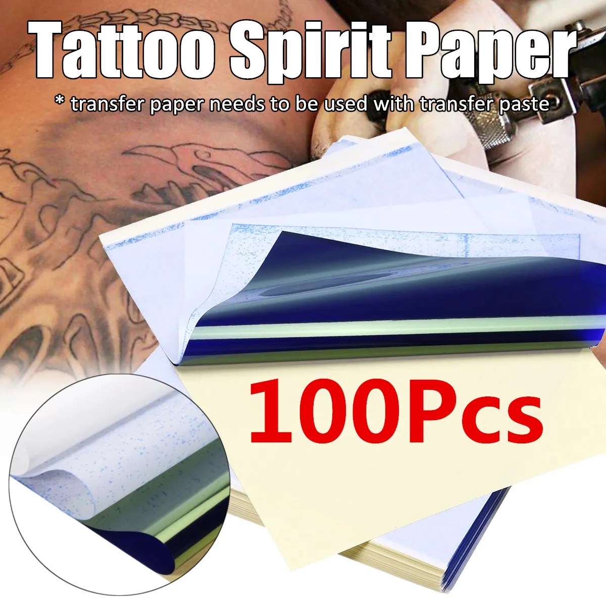 

A4 Tattoo Spirit Papers 100Pcs/Set Reusable Thermal Transfer Copier Paper Stencil Kits Tattoo Body Art Accessories Tools