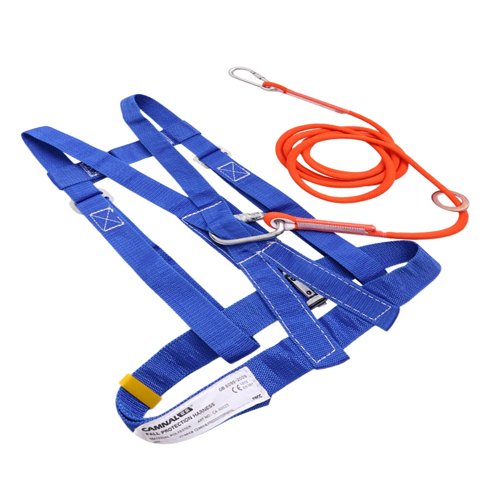 

Rock Climbing Half Body Fall Protection Safety Harness Belt Lanyard with Alloy Carabiner CE Certificated Outdoor Sports Rescue