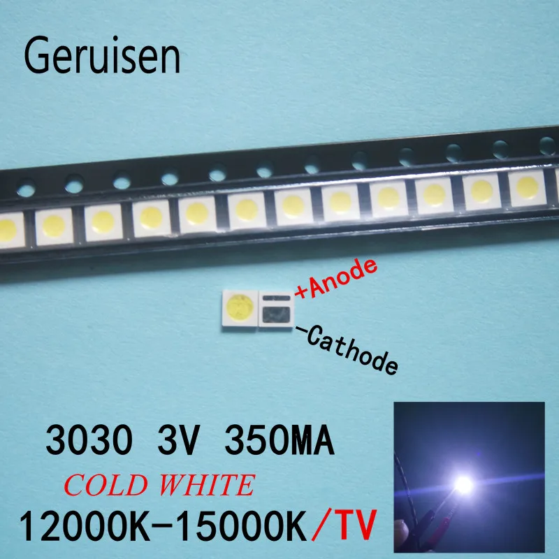 200 шт светодиодный подсветка 1W 3030 3V холодный белый 80-90LM ТВ Приложение Новое