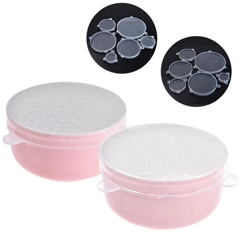 

6 Pcs/Set Reusable Silicone Food Wrap Stretch Silicone Vacuum Wraps Seal Cover Wrap Preservation Kitchen Organization