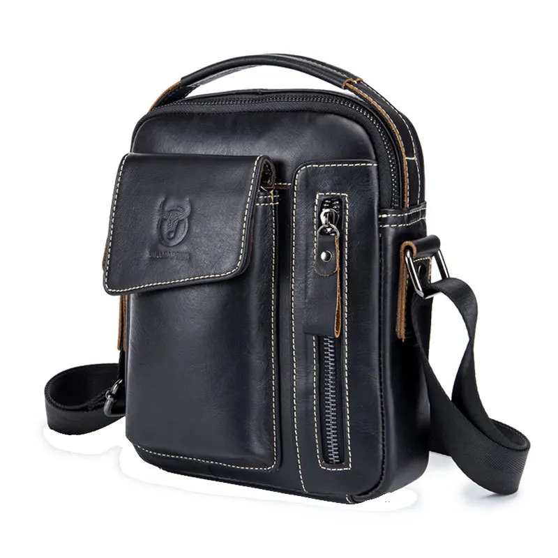 

High Grade Natural First Layer of Cow Leather Men's Shoulder Crossbody Bags Vertical Leisure Leather Men Messenger Bags