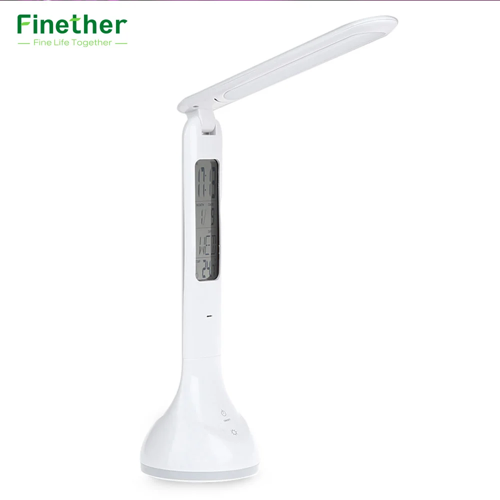 

Finether Foldable Dimmable Led Desk Lamp Table Light with Calendar Temperature Alarm Clock Atmosphere Colors Changing Book Light