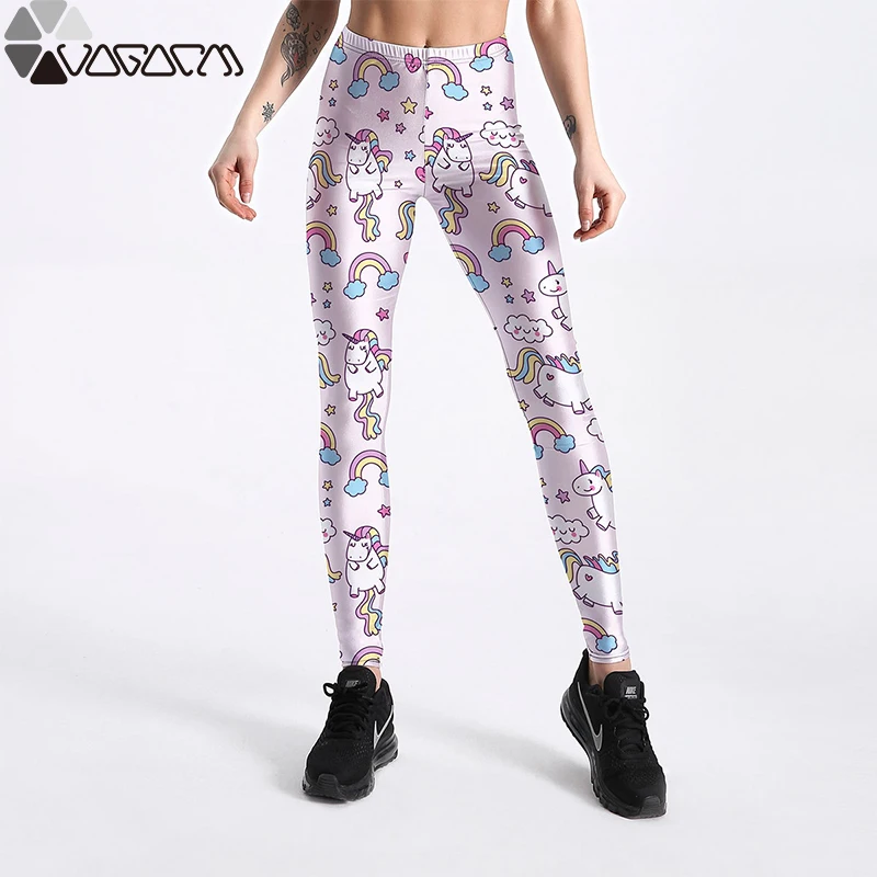 

Active Women Pink Yoga Gym Legging Cartoon Rainbow Printed Mujer High Waist Fitness Running Sport Femme Pants Workout Clothing