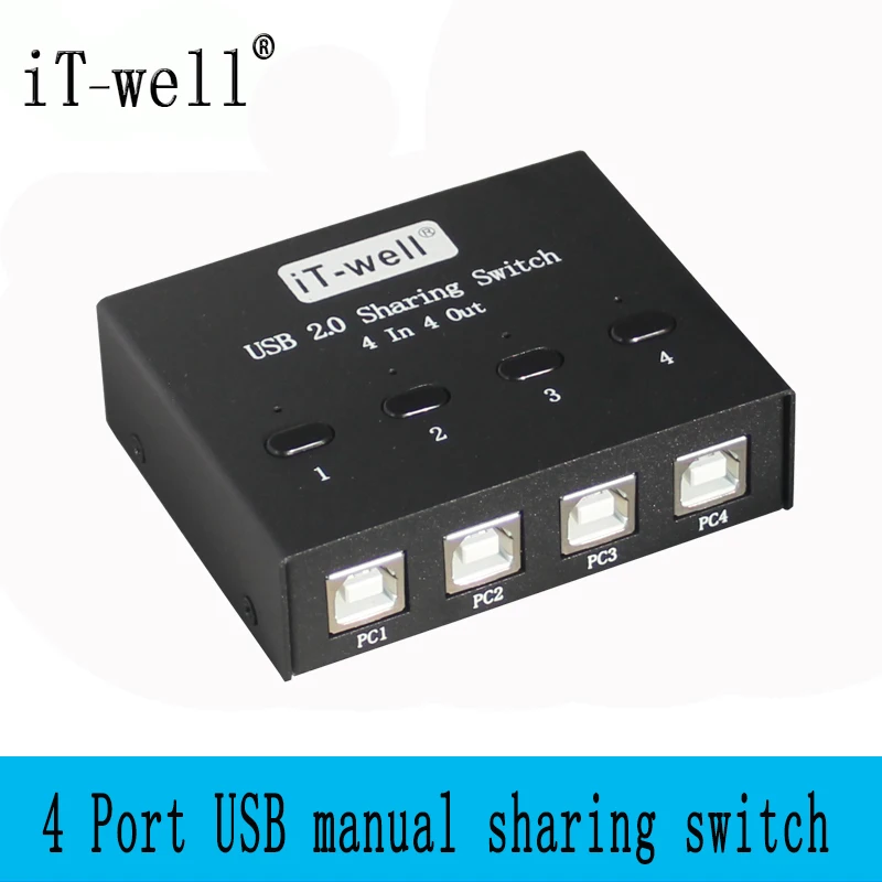 IT well USB ручной коммутатор для совместного использования переключатели квм 4 порта