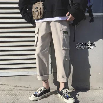 

Spring New joggers Pants Men Fashion Solid Color Retro Casual Trousers Man Streetwear Trend Wild Hip Hop Loose Overalls M-2XL
