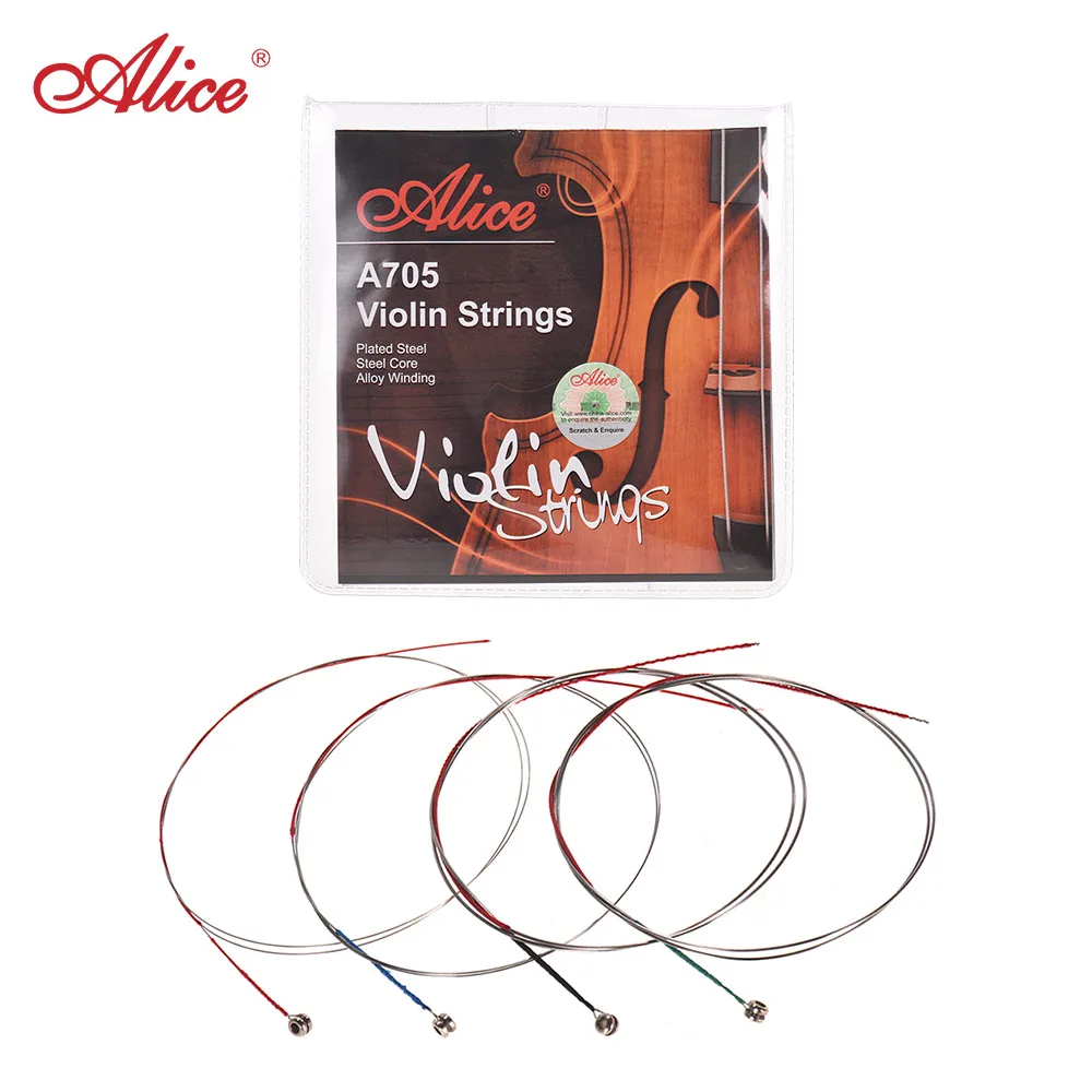 

Alice A705 4pcs Violin Strings Universal Full Set (E-A-D-G) Violin Fiddle Strings Steel Core Ni-Fe Alloy Winding