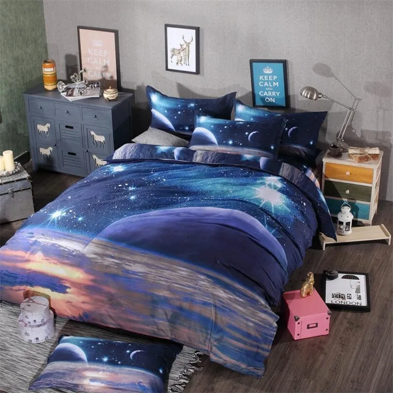 

Galaxy Stars 3D Pringting Bedding Sets Quilt Cover Pillowcase Bedding Set Home Textile National Design 2/3Pcs Fantsey Bedding