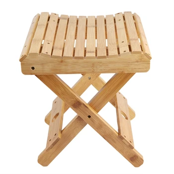 

Natural Wooden Bamboo Folding Chair Foldable Shaving Shower Foot Rest Stool