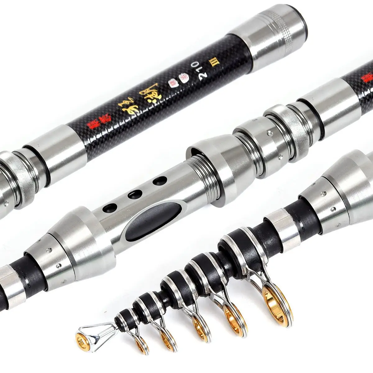 1.5/1.8/2.1 M تلسكوبي الصيد رود بكرة كومبو يشبع عدة المحمولة السفر الصيد قضيب والعتاد + الغزل بكرة + خط السحر هوك مع حقيبة