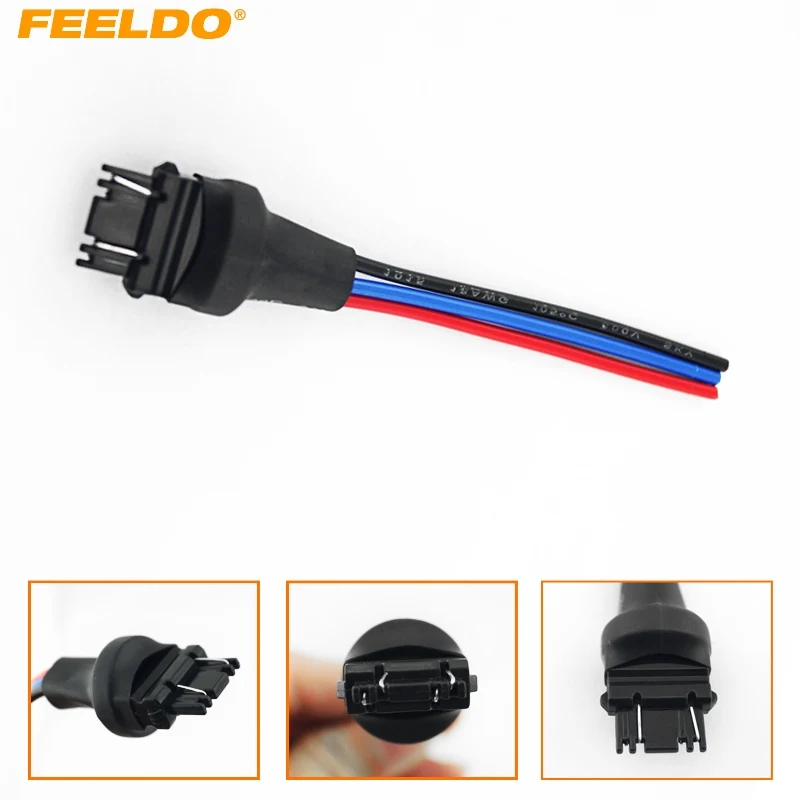 

FEELDO 20pcs Car 3157/3057/3155/3357/3457/3757/4057/4157/W2.5X16Q Lamp Bulb Male Jack Plug Connector With Wire #CA3926