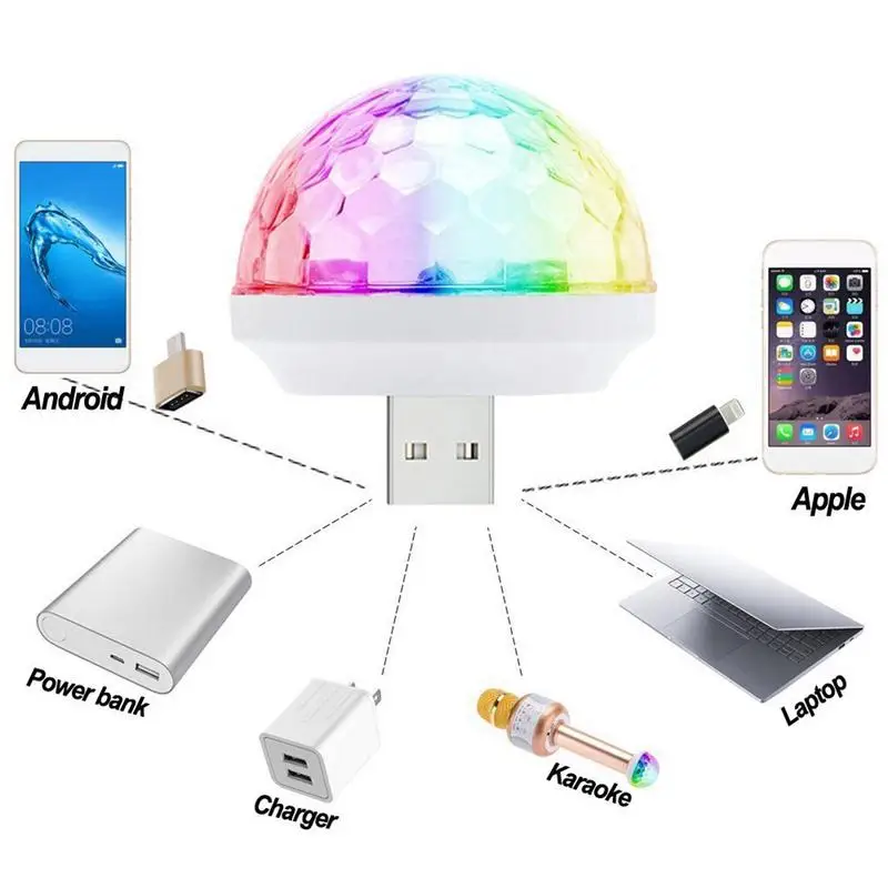 

USB Lumiere RGB LED Music Stage Light Show Club Disco DJ Light Laser Projector Sound Control Crystal Magic Ball Effect Lights 40