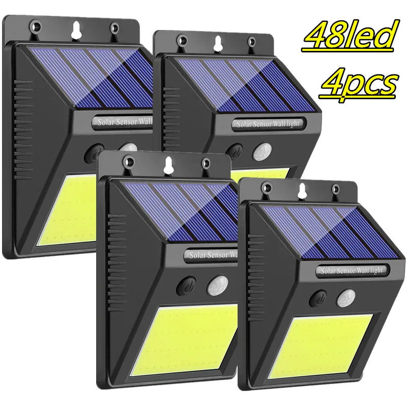 

1/2/4 Pcs 960LM 48LED COB LED Solar Wall Light PIR Motion Sensor Night Security Lamp Waterproof IP65 Path Yard Outdoor Lighting