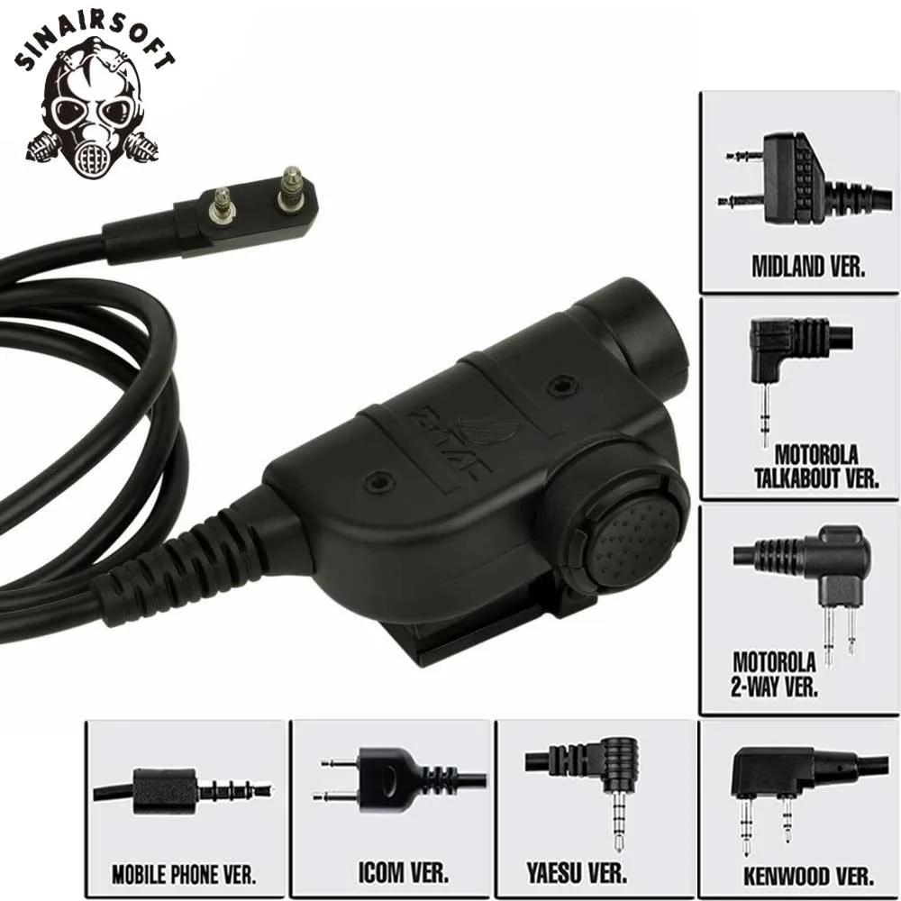 

SINAIRSOFT Z-TAC Z 115 Z115 Tactical U94 PTT Peltor Adapter For Motolora Talkabout/ 2-way/Kenwood/ICOM/Yaesu/Midland Airsoft