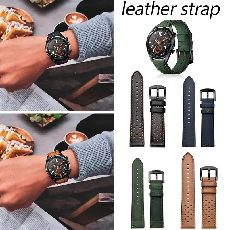 

New Leather Strap For Huawei Watch GT Ticwatch Pro Replacement Wrist Strap Chain Bracelet Smart Watch Strap Smart Band Wristband