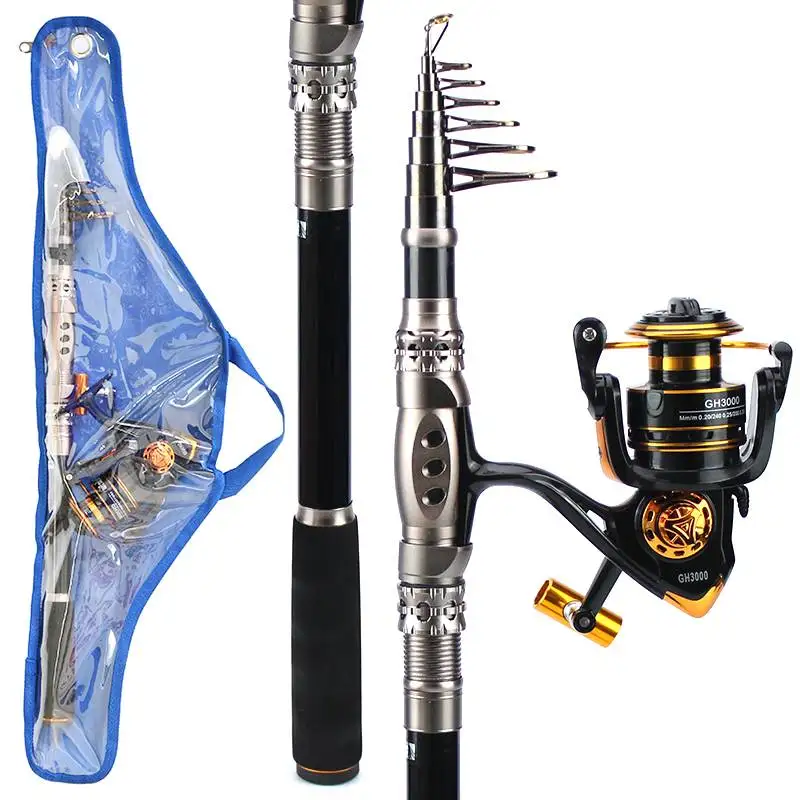 

Bobing 3.3/2.7m Carbon Fiber Telescopic Fishing Rod With Metal 3BB 3000 Reel Combo Sea Portable Fishing Set pesca With Bag