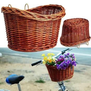 

Vintage Wicker Bike Basket Brown Adjustable Strap Bicycle/Cycle/Shopping