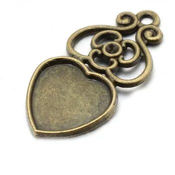 

1000Pcs Wholesale Jewelry Accessories DIY Vintage Heart-Shaped Bottom 12mm Alloy Bottom Diamond Set Necklace Accessories