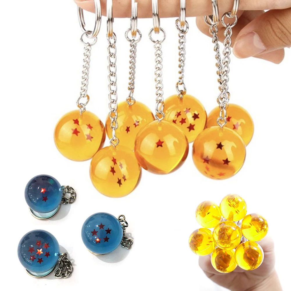 

Anime Goku Dragon Ball Super Keychain 3D 1-7 Stars Cosplay Crystal Ball Key chain Collection Toy Gift key Ring