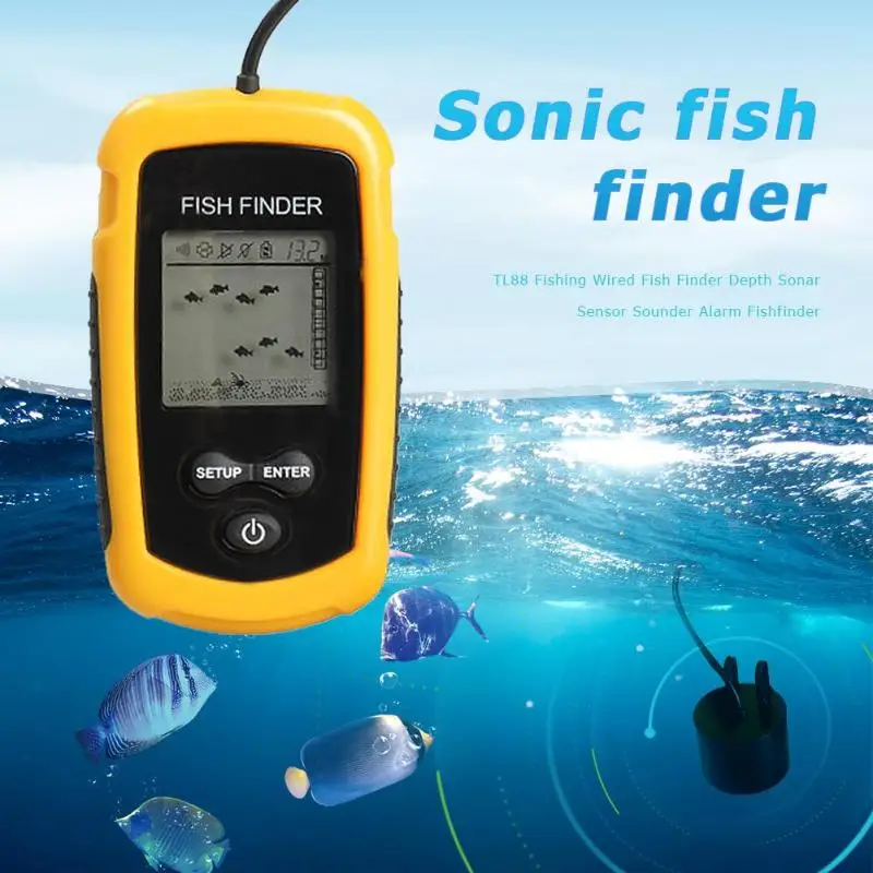 TL88 الصيد السلكية صياد السمك 0.7-100 m عمق سونار الاستشعار مسبار إنذار ABS Fishfinder