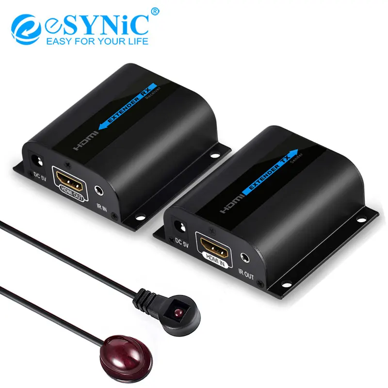 

eSYNiC Mini PCM Audio Output Extender RX RESET Button IR Control Network Cat6 CAT7 HDCP HDMI Transmission IR Extender