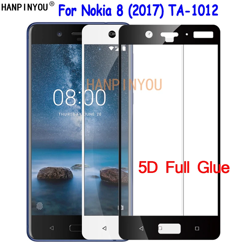 

For Nokia 8 (2017) TA-1012 5.3" 5D Full Glue Full Cover Tempered Glass Screen Protector Explosion-proof Protective Film