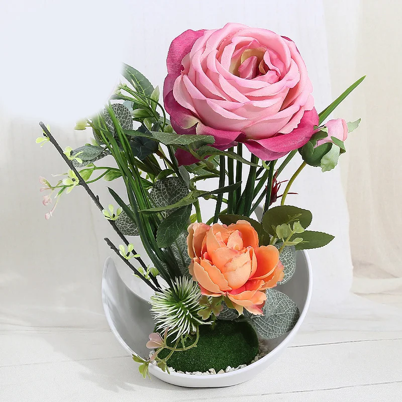 

Artificial Simulated Flower Vase Artificial Orchid Artificial Simulated Flower Arrangement Well Bonsai Plant with Ceramic Flower