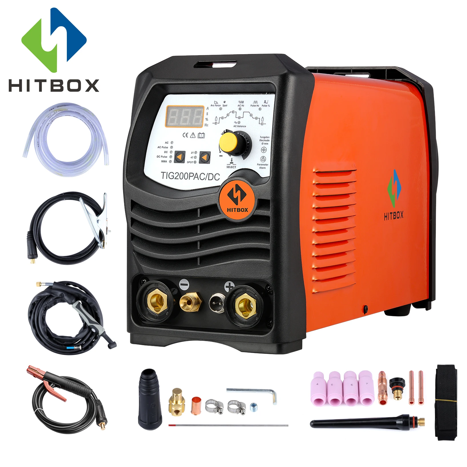 

HITBOX Tig Arc Welder Aluminum ACDC Pulse 220V TIG200P Inverter Professional Aluminum TIG ARC Welding Foot Pedal Control
