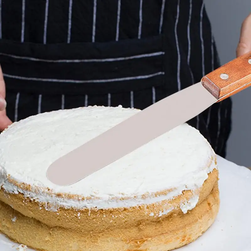

New 6inch 8inch 10 Inch High StainlessSteel Wood Handle Spatula Cake Cream Smoother Cake Cream Cutter Kitchen Using Supplies