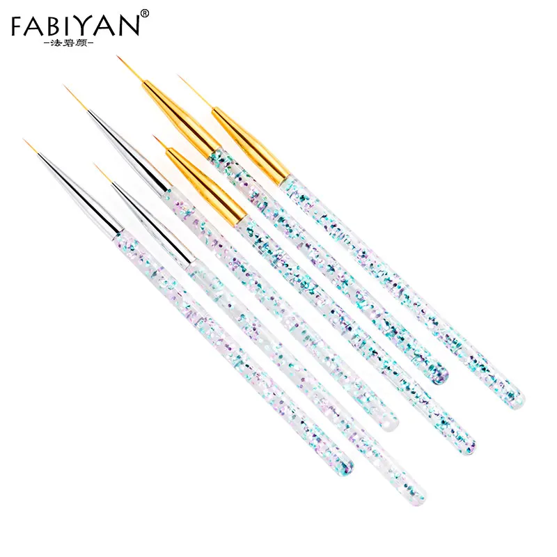 

7/9/11/15mm Acrylic Nail Art Liner Lines Grid Stripes Brush 3D Tips Design Flower Painting Drawing Pen 3Pcs/set Manicure Tool