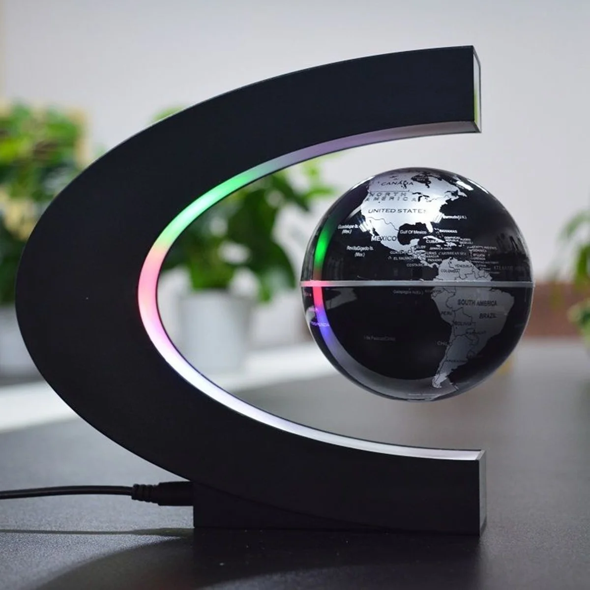 

HENYNET Fashion Floating C shape Electronic LED World Map Magnetic Levitation Globe Light Hobbies Home Decor Gifts