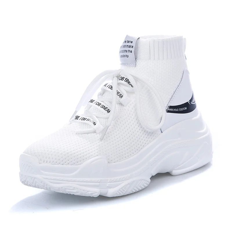 

Shark Sneakers Men Shoes Knit Breathable High Top Casual Shoes For Man Thick Sole Lovers Trainers Tenis Masculino Adulto 35-47