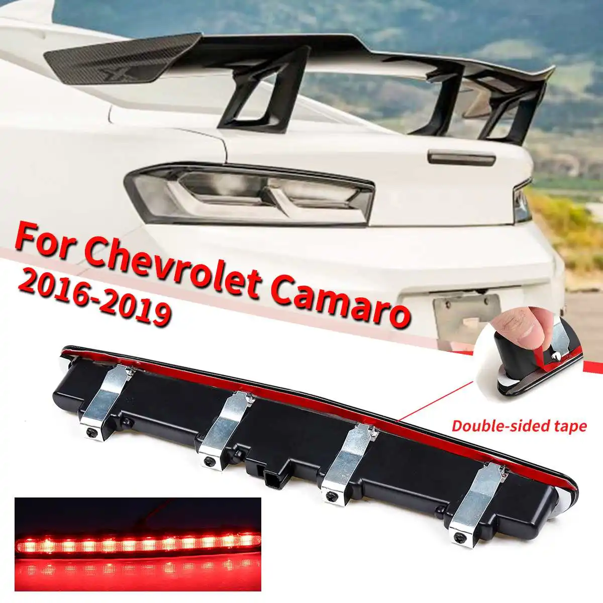 

1Pcs Smoked Darkened LED Rear Red Third 3rd Brake Light Lamp ABS For Chevrolet Camaro 2016-2019