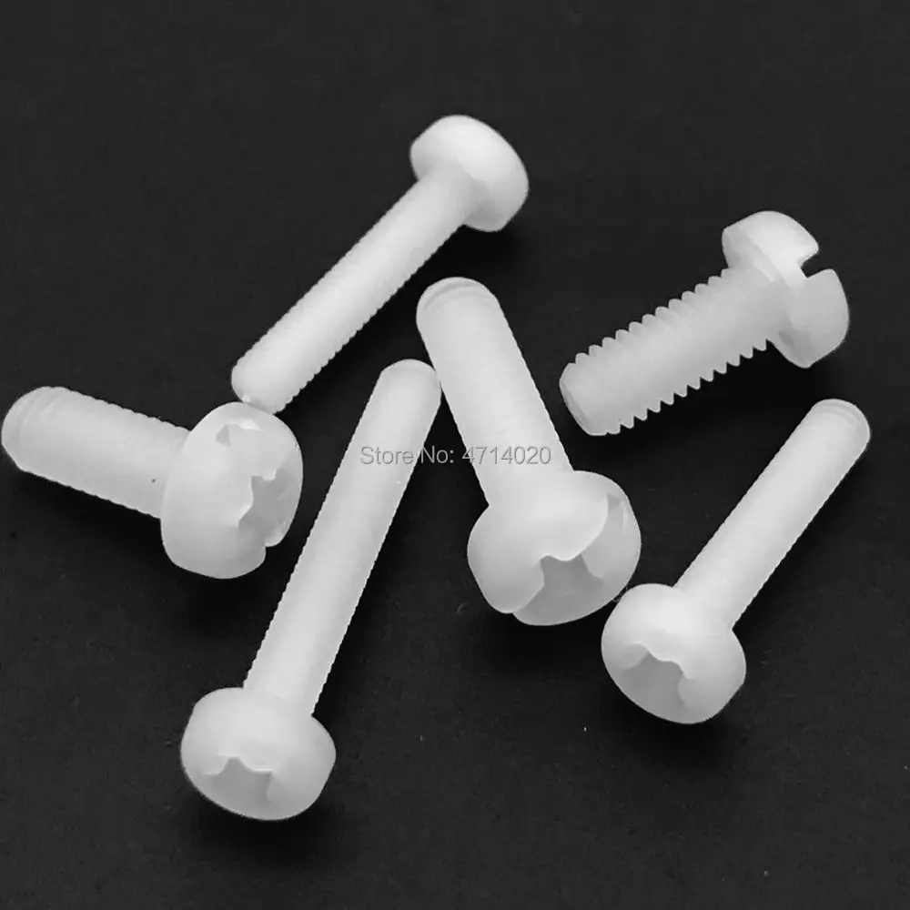 Phillips pan head screw M2 M2.5 M3 M4 Nylon Plastic Screw Bolt length 5mm-50mm 50pcs