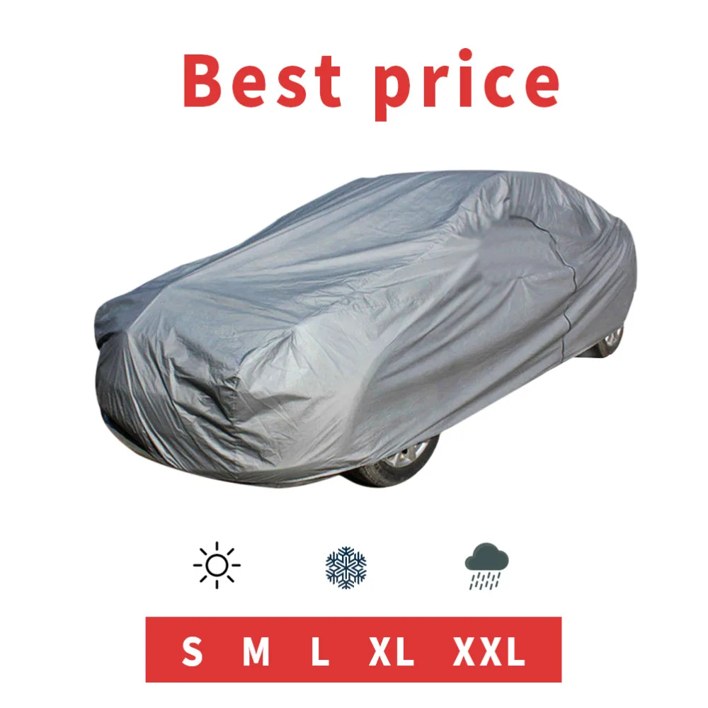 

Universal Full Car Snow Ice Rain Waterproof Sun UV Rain Shade Cover Silver Size S-XL Auto Car Outdoor Protector