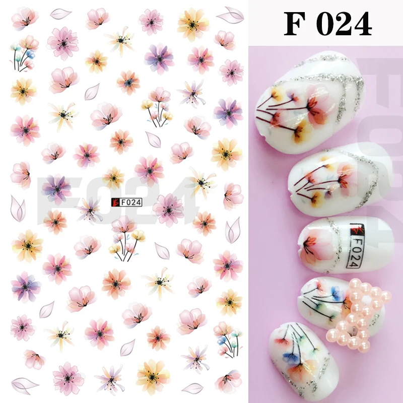 

1 Sheet Embossed 3D Nail Stickers Blooming Flower 3D Nail Art Stickers Decals Adhesive Manicure Nail Art Tips Decoration