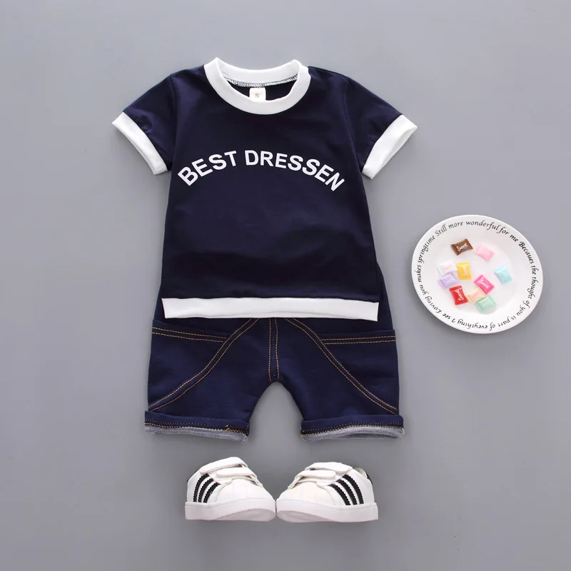 

Summer Children Baby Boys Girls Cotton Clothes Letter T-Shirt Denim Shorts 2pcs/Sets Child Toddler Fashion Clothing Tracksuits