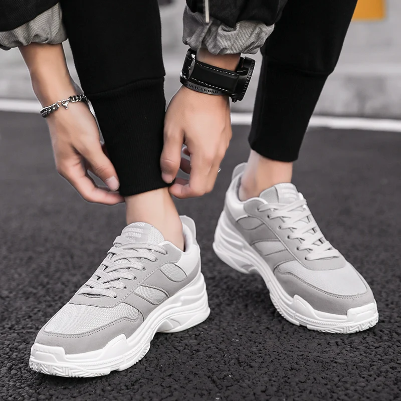 Hommes Respirant Men Men forme gray Blanc Casual Plate De White Black Printemps Chaussures Classique Avec black Sneakers' Sneakers Formateurs Chunky r4r0fq