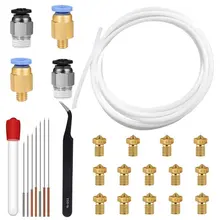 3D Printer Extruder Nozzle with Nozzle Cleaning PTFE Teflon Tube PC4-M6 Quick Fitting PC4-M10 Straight Pneumatic Fitting Conne