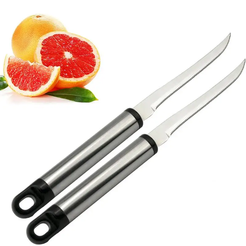 4pcs Fruit Spoon Stainless Steel Fruit Serving Spoon Grapefruit Spoons with 2 Grapefruit Peeler Vegetable kitchen Tools