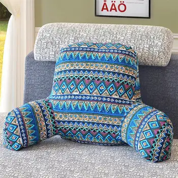 

Pillow Back Cushion with Arm Support Bed Reading Rest Waist Chair Car Seat Sofa Rest Lumbar Cushion Cotton Linen Plush Fabric