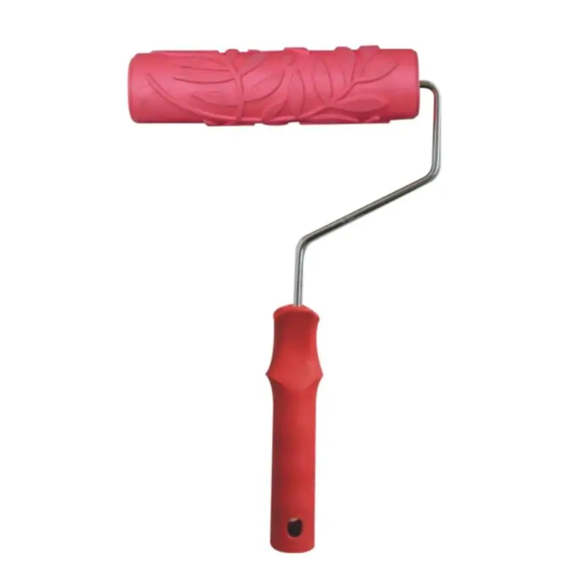 

Paint Brush Leaves Pattern Rubber Roller Embossed Texture Pattern Paint Roller Home Decoration Background Wall Tool Red 7 Inch