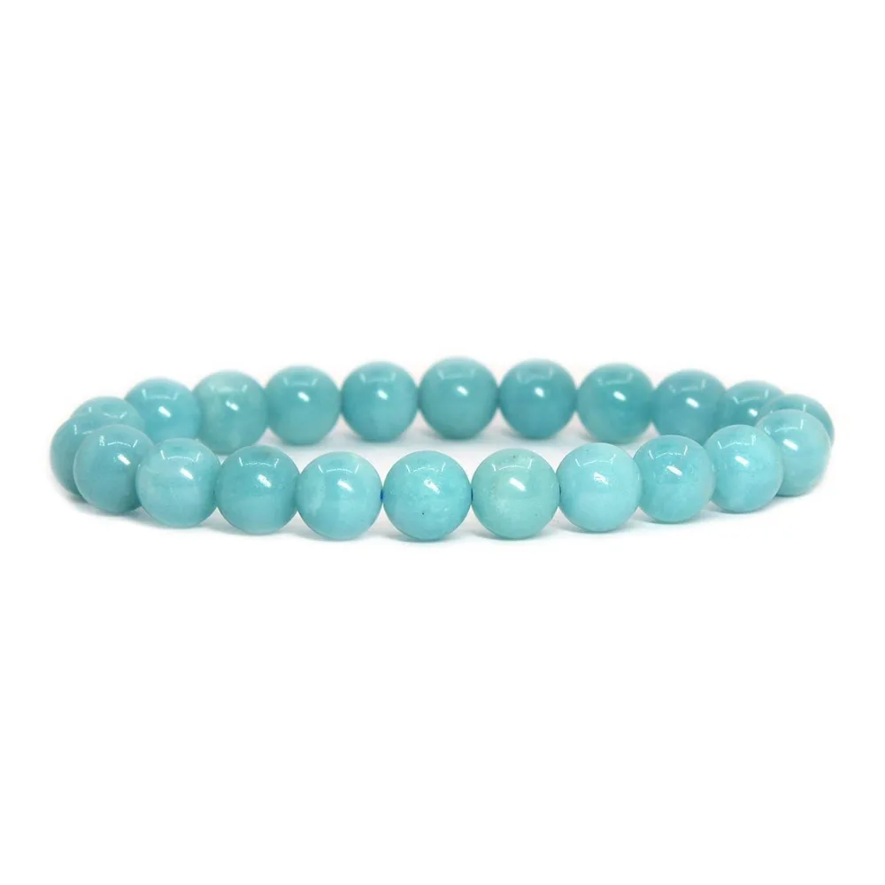 

Classic jewelry Semi Precious stone 8mm round blue amazonite beads stretch bracelet for fahsion women