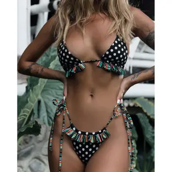 

New Women Bandage Bra Set Push-up Padded Bra Swimsuit Bathing Swimwear Suit
