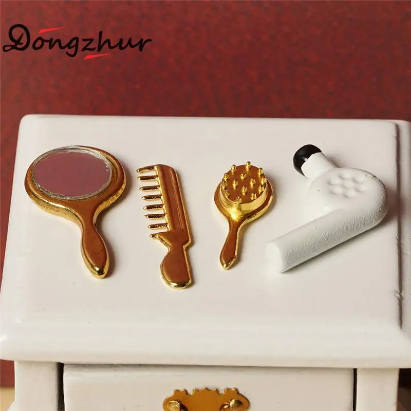 5Pcs 1:12 Dollhouse miniature bathroom accessory comb hair dryer mirror modNWUS