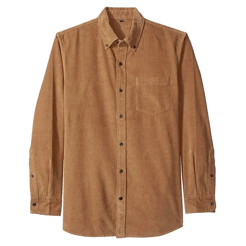 

Corduroy Shirt 2019 Spring Man Solid Color Long Sleeve Shirt Loose Coat Tide High Street Button-down Collar