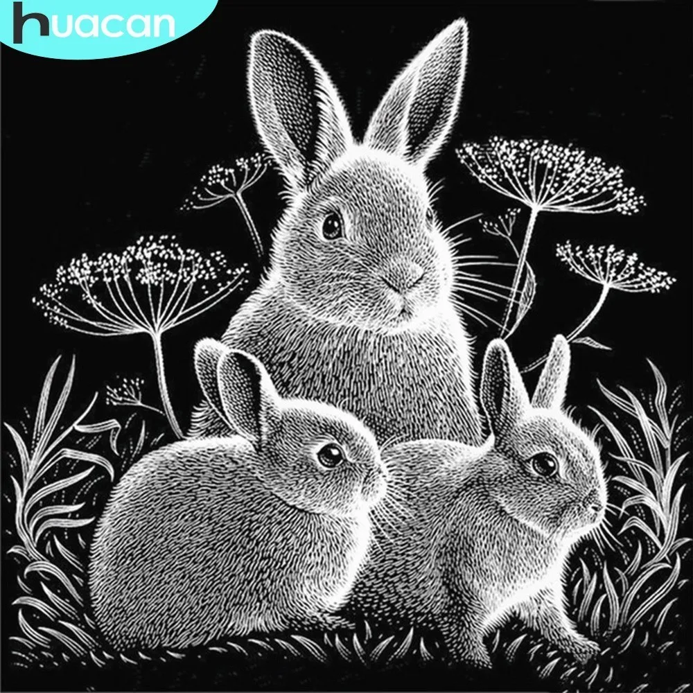 

HUACAN Diamond Painting Animal Rabbit Full Square/Round Drill Diamond Mosaic DIY Diamond Embroidery Picture Of Rhinestone Decor