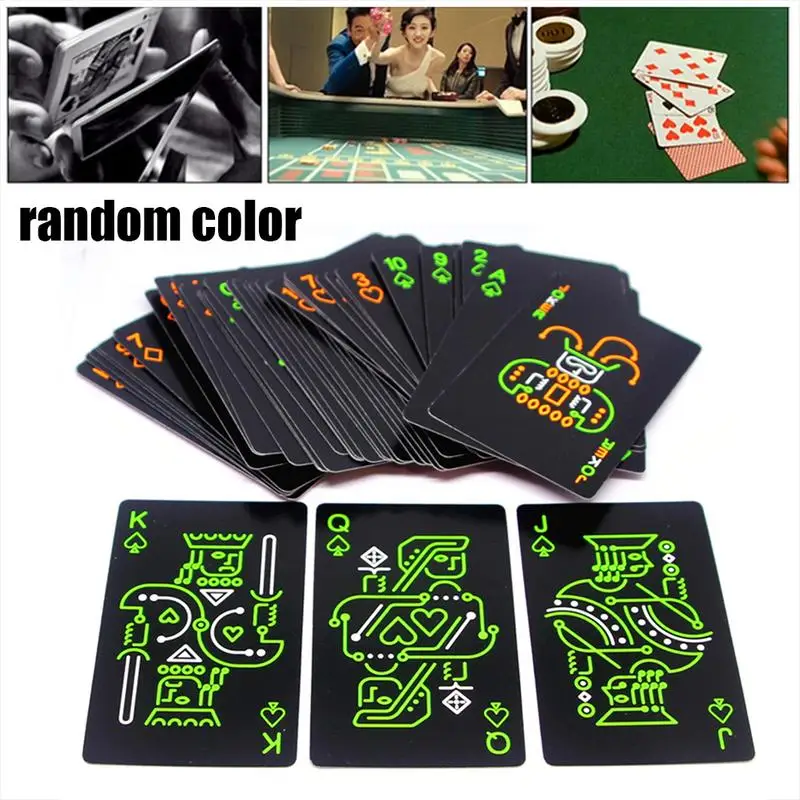  Black Luminous Fluorescent Poker Cards Playing Card Glow In The Dark Bar Party KTV Night Luminous S - 33002452994