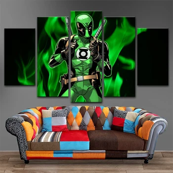 

Modern Artwork Wall Decor Modular Framework Picture 5 Piece Movie Deadpool Poster High Quality Canvas Print Painting Living Room