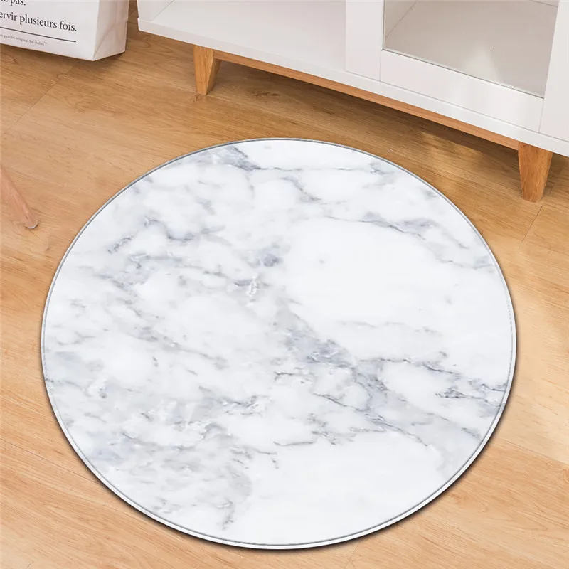 

Floor Mat Black White Marble Print House Round Carpet for Living Room Anti-Slip Rug Bedroom Computer Chair Hang Basket Mat dywan