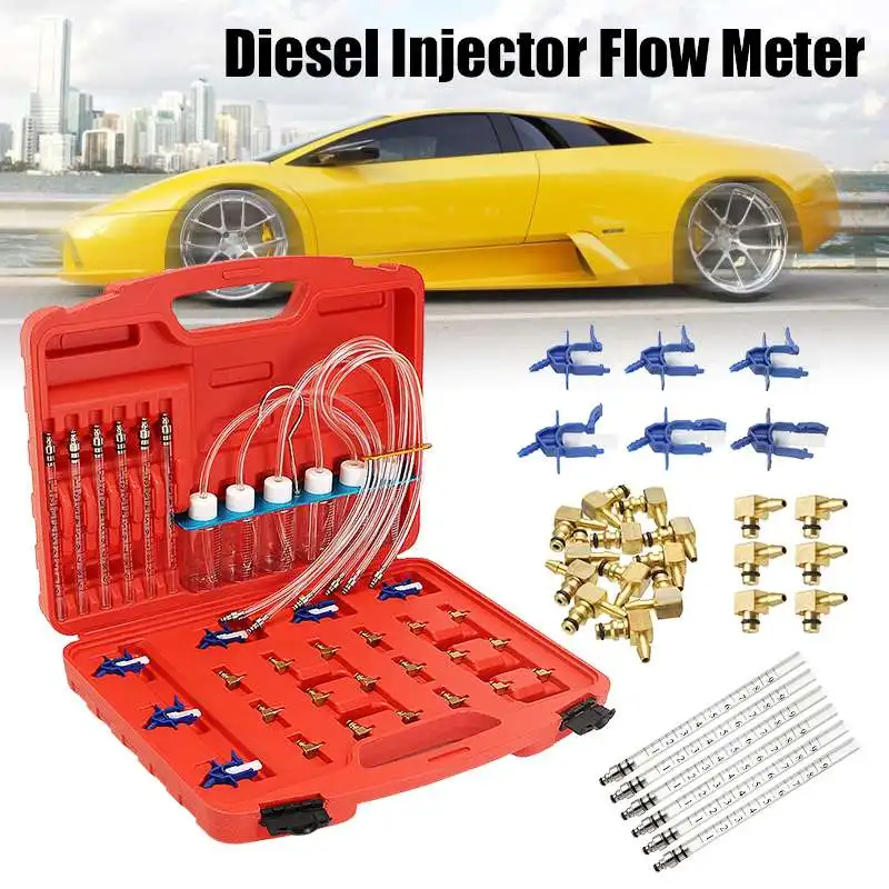 

36Pcs Injector Flow Meter Adapter Test Kits For Common Rail for Diesel Fuel Tester Diagnosis Tool Set 6 injector tested together